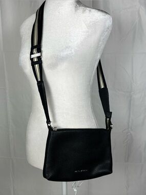 Marc Jacobs black leather “The Cosmo” crossbody bag.
